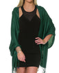 Pashmina Shawls and Wraps for Evening Dresses, Large Soft Pashminas Wedding Shawl - color: Dark Green