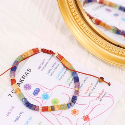 HUTIMY Chakra Bracelets for Women Jewelry Ornament Spiritual 7 Chakras Healing Crystals Gifts Meditation Bracelet