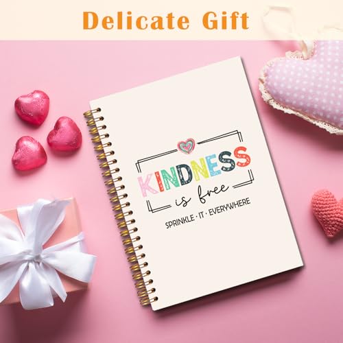 JINYO Inspirational Kindness Quote Notebook, Kindness Gifts, Kindness Is Free Sprinkle It Everywhere Motivational Notebooks for Women Men, Positive Affirmations Journal, Spiral Notebook 5.5x8.3 Inch - color: white Kindness Notebook