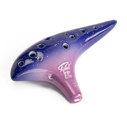 “Ocean Notes” 12 Hole Sweet Potato Ocarina Graceful Shape Pottery Ocarina in Alto C (Starry Purple) - style: Starry Purple
