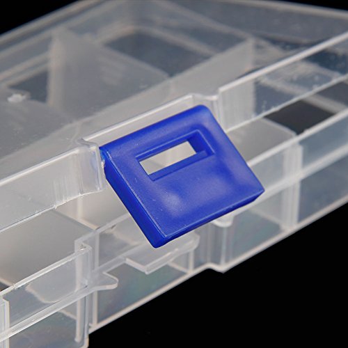 Plastic Storage Container Transparent Storage Box with Adjustable Partition Can Hold Handicrafts Jewelry and Small Parts, Blue