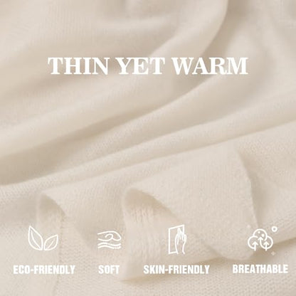 Cashmere Blend Shawl Wraps for Women,Cashmere Poncho Pashmina for Women Travel Scarf for All-Season with Gift Box - color: White