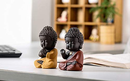 DMtse Buddha Zen Meditation Sitting Ceramic Figurines for Home Decor Accents, Living Room Bedroom Office Decoration Bookshelf TV Stand Decoration Tea Ceremony Sculptures Collection