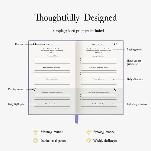 The Gratitude Journal - for More Mindfulness, Happiness, Positive Vibes, Affirmations, Productivity, and Self Reflection -Undated Daily Journal - color: Lavender