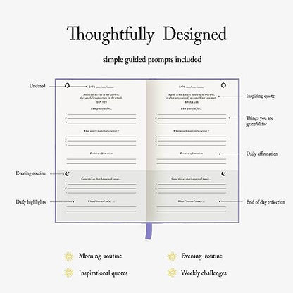 The Gratitude Journal - for More Mindfulness, Happiness, Positive Vibes, Affirmations, Productivity, and Self Reflection -Undated Daily Journal - color: Lavender