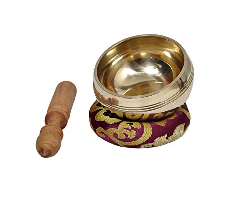 Tibetan Meditation Singing Bowl - With Mallet & Silk Cushion