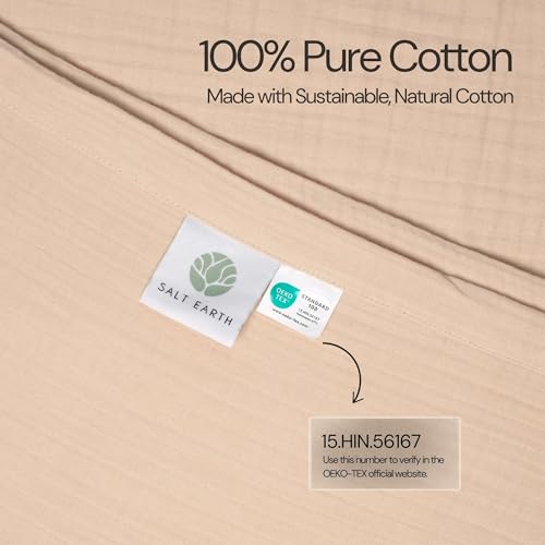 Salt Earth 100% Cotton Muslin Blanket, Gauze Blanket 80"X90" Queen, 4 Layered for Couch, Bed, Living Room,Lightweight & All Seasons Blankets & Throws, Easy to wash,Nature & Skin Friendly (Parchment) - color: Parchment, size: 80"X90" Queen
