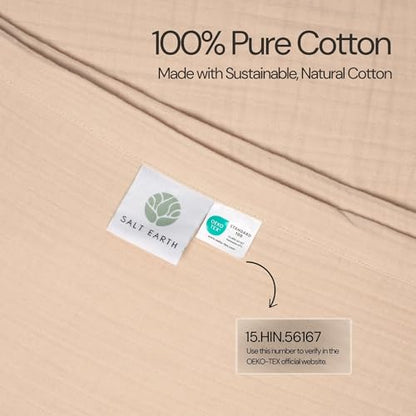 Salt Earth 100% Cotton Muslin Blanket, Gauze Blanket 80"X90" Queen, 4 Layered for Couch, Bed, Living Room,Lightweight & All Seasons Blankets & Throws, Easy to wash,Nature & Skin Friendly (Parchment) - color: Parchment, size: 80"X90" Queen