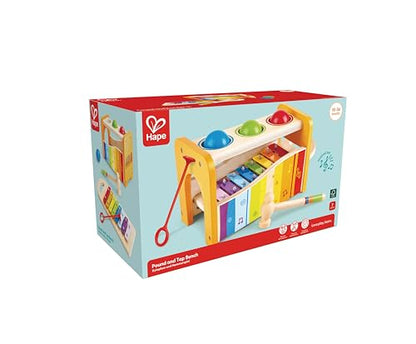 Hape Pound & Tap Bench with Slide Out Xylophone - Award Winning Durable Wooden Musical Pounding Toy for Toddlers