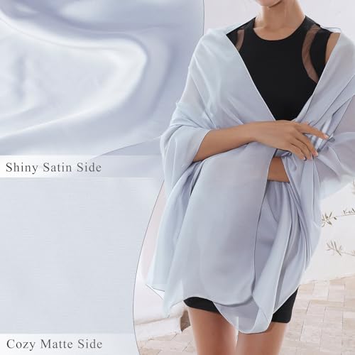 RIIQIICHY Women Shawls and Wraps for Evening Dresses Like Chiffon Silk Scarf Formal Silky Pashmina Shawls for Weddings - color: Grey