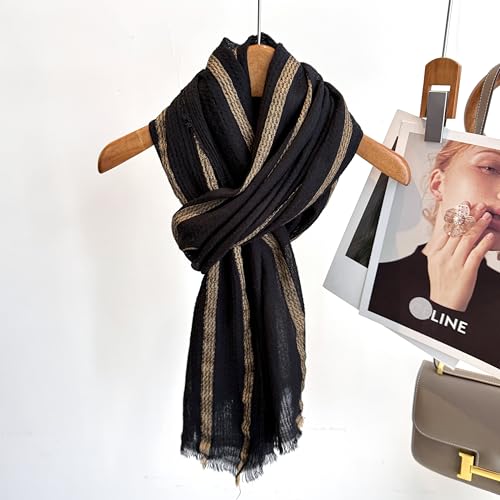 WINCESS.YU Women Gradient Scarf Long Shawls and Wraps Fashion Plain Pashmina Formal Scarf - color: Lx92-black