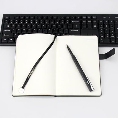 A5 Hard Cover Notebook with Pen Holder, Gold Edges & 180° Lay Flat - Large 5.7x8.4 Dot Grid, Bookmark, Gift Box - Durable Journal for Office, Study, Travel - Writers, Students(Black) - color: Black, style: Hard surface-Dotted