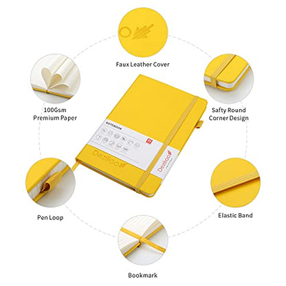 Lined Journal Notebooks with Pen Loop, Hardcover Notebook Journal for Work, 100Gsm Premium Thick Paper with Inner Pocket, Medium 5.7''''x8.4'''', ?Yellow, Ruled, 1 Pack - color: Yellow
