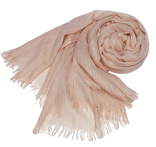 Women Summer Scarfs Lightweight Large Long Gauze Shawl Linen Beach Wrap Plain 75”×43” - color: Power Pink