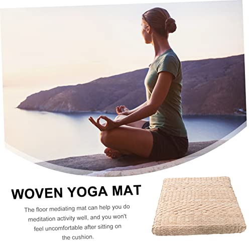 Handmade Woven Meditation Cushion Tatami Floor Mat for Yoga Relaxation Comfortable Square Seat Pad Straw Design for Home Use