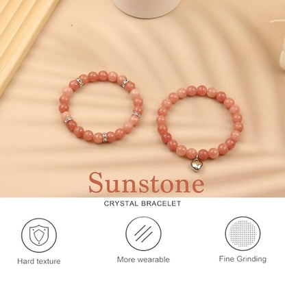 2Pcs Healing Crystal Bracelets for Women Handmade Beaded Bracelet Healing Prayers Crystal 8mm Natural Stone Beads Bracelet Stress Relief Get Well Soon Gifts