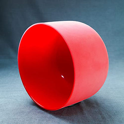 Hye-eun 432hz Crystal Singing Bowl,10 inch C Note Root Chakra Red Frosted Quartz Sound Bowl without Carrier Case for Yoga Healing Sound Energy Vibration - color: 10"C 432hz Red without bag