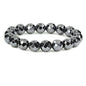 Keleny Semi Precious Stones Natural Gemstones 12mm Round Beads Crystal Stretch Bracelets 7 Inch Unisex - color: Black Hematite Faceted
