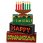 Yuntau 4 Pcs Happy Kwanzaa Table Decorations Kwanzaa Tiered Tray Decor Rustic African Candlestick Wood Block Tabletop Sign Gift Centerpiece Farmhouse Table Decor for Home Office Party Supplies - style: Candlestick
