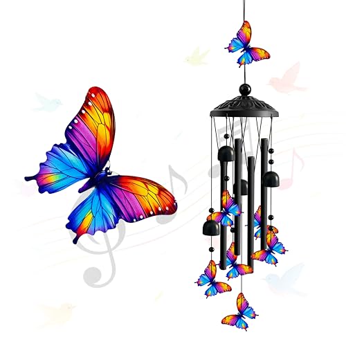 Wind Chimes for Outside, Deep Tone Memorial Windchimes for Patio Porch Balcony Decoration, Memorial Wind Chimes Butterfly Gifts for Mother’s Day Women Mom Grandma Sister