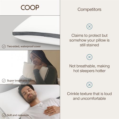 Coop Home Goods Ultra-Tech Pillow Protector for Memory Foam Pillows, Waterproof, Pack of 2 Queen Size Pillow Covers, Oeko-Tex Certified, Breathable, Zippered Covers, Machine Washable