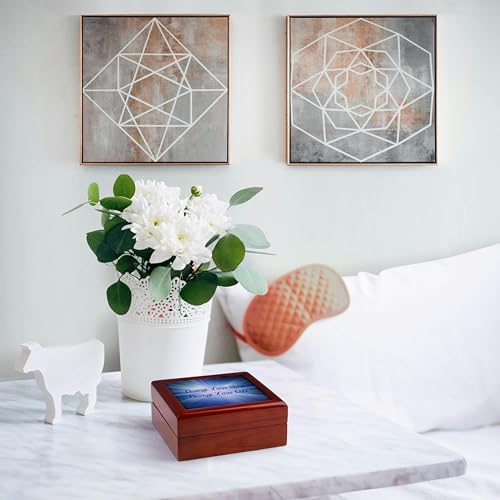 3dRose Meditation Blue Light- Change Your Mind, Change Your Life- Inspirational Jewelry Box 7 x 7 inch with 4 inch tile