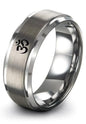 Yoga Om Symbol Ring - Gift for Meditation Fan - Personalized Custom Engraving - Anniversary Wedding - 8mm - Band - Brushed Polished - Tungsten - Flat Dome Bevel - Men Women - Yellow Rose Gold Silver - color: 06 - Grey Tungsten