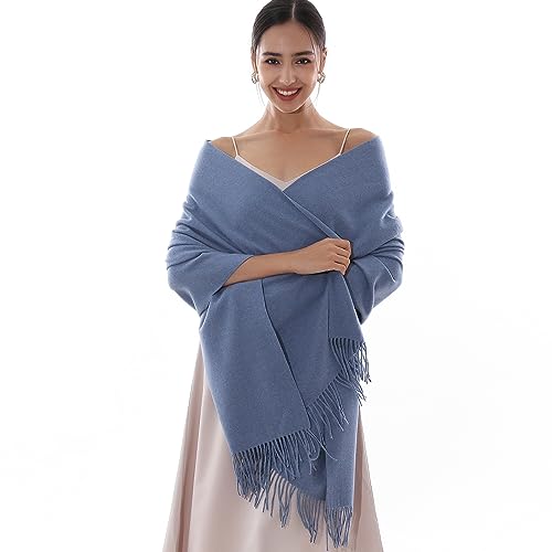 RIIQIICHY Winter Scarfs for Women Pashmina Shawls Wraps for Evening Dresses Large Warm Soft Scarves - color: Blue