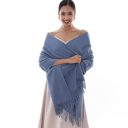RIIQIICHY Winter Scarfs for Women Pashmina Shawls Wraps for Evening Dresses Large Warm Soft Scarves - color: Blue
