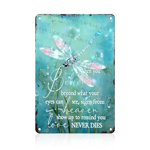 Dragonfly Motivational Metal Tin Sign When You Believe Beyond What Your Eyes Can See For Motivational Decor Lovers Office Home Patio Porch Wall Art Inspirational Decor 8x12inch - color: Dragonfly Motivational, size: 20X30cm(8x12inch)