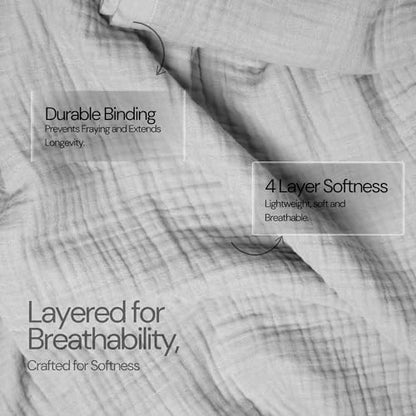 Salt Earth 100% Cotton Muslin Throw Blanket Gauze Blanket 55"X75" Twin, 4 Layered, Couch, Bed, Living Room, Home, Lightweight, All Season Blankets & Throws, Easy wash, Skin Friendly (Scottish Grey) - color: Scottish Grey, size: 55"X75" Twin