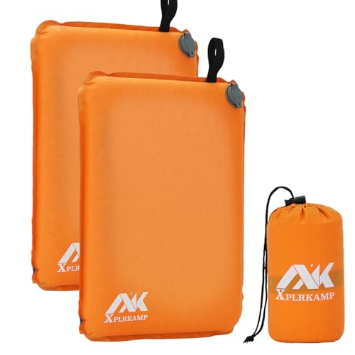Inflatable Seat Cushion,Self-Inflating Portable Travel Airplane Stadium Seat Cushion for Airplane Long Flight,Compact Lightweight Memory Foam Travel SeatCushion Pad for Bleacher Camping Outdoor Office - color: Orange