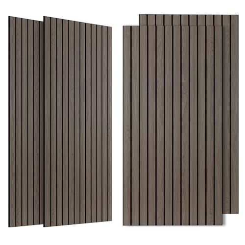 4 Pack Acoustic Panel, 47.2”x23.6” Acoustic Panels for Wall, Decorative Large Acoustic Panels with Wood Finish, for Office,Home Theater,Studio,Living Room, Walnut - color: Walnut, size: 4 PACK