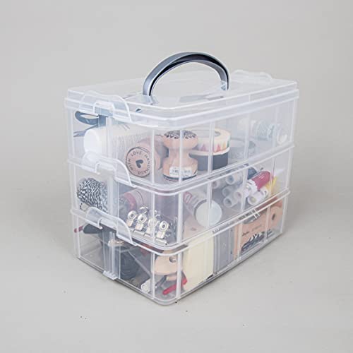 Rayher storage box with carrying handle storage box with 17 compartments 23.1 x 15.6 x 18.5cm transparent