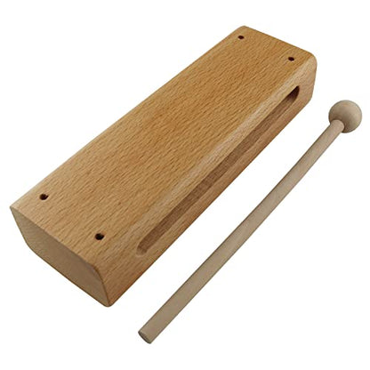 Wood Block with Mallet ZZLZX 1Set Wood Block Musical Instrument with Mallet, Solid Hardwood Percussion Rhythm Blocks,Percussion Block