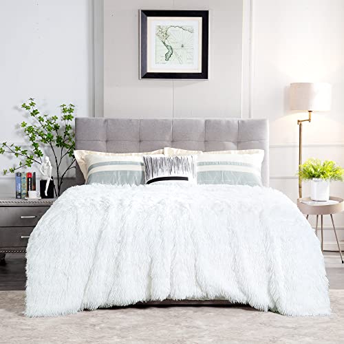 JONIYEAR Extra Large Decorative Fluffy Faux Fur Blanket Full Size 71" x 80", Soft Luxury Lightweight Furry Blankets, Accent Cozy Shaggy Plush Fuzzy Blankets for Bed, Thick Warm Winter Blanket, White - color: White, size: Full Size - 71" X 80"