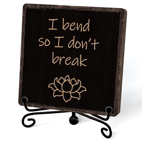 I Bend So I Dont't Break Buddha Quote Desk Decor, Funny Office Inspirational Gifts for Friends, Meditation Room Tabletop Decor, Zen Home Office Wooden Plaque Sign with Stand (J05) - style: I Bend So I Dont't Break