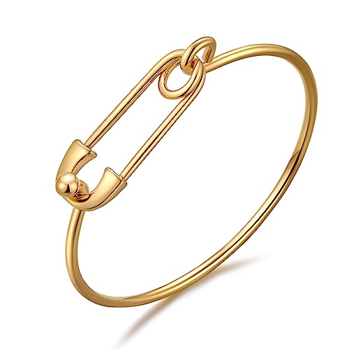 Gold Silver Link Bangle Bracelet for Women Simple Thin Cuff Bangle Bracelet Minimalist Jewelry - color: Gold