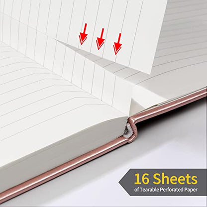Annecy Lined Journal Notebook, Hardcover Leather Journal for Women & Men, 160 Numbered Pages, Medium 5.5" x 8.25", 100 GSM Thick Paper, Rose Gold - color: Rose Gold, style: Lined