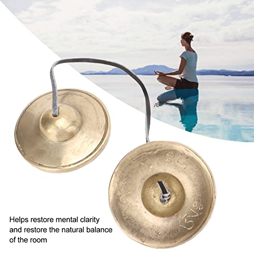 Tibetan Tingsha Cymbals Meditation Chime Bells, 2.7in Brass Strong Sound Penetration Tingsha Cymbals Bells, Lightweight Portable Tingsha Cymbals Bells Om Mane Padme Hum for Percussion Instrument