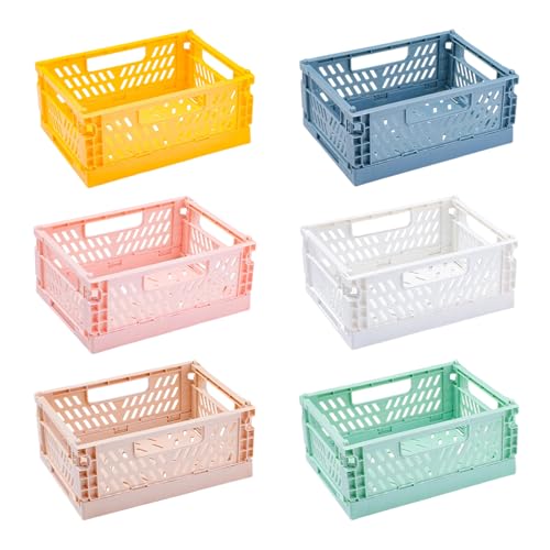6PCS Mini Foldable Storage Baskets for Organizing and Storage, Collapsible Storage Crate for Home, Colorful - color: Mixcolor