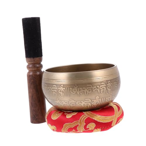 Handmade Singing Bowl Set Meditation Tool with Mallet and Gasket for Yoga Relaxation Music Therapy Portable Lightweight Sound Bowl for Mindfulness and Chakra Healing