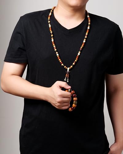 Handcrafted Wooden Bead Bracelet Mixed Natural Wood Colors Prayer Bracelet for Men or Women,1pc/pack - style: Dia.15mmX15pcs