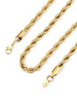 Bandmax Solid 1.5mm/2mm/3mm/6mm Rope Chains for Men Women 14K Gold Plated/Black Plated Stainless Steel Twist Chain 16-30 Inches, with Gift Box - color: 11 6MM Gold Plated