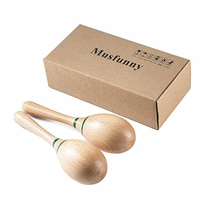 Maracas Hand Percussion Rattles,Beech Wood Material Rumba Shakers with Clear and Professional Sounds Musical Instrument for Party,Games (Natural) - color: Natural