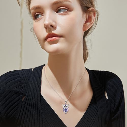 Animal Necklace 925 Sterling Silver Pendant Jewelry Gift for Women Animal Lover - style: Owl
