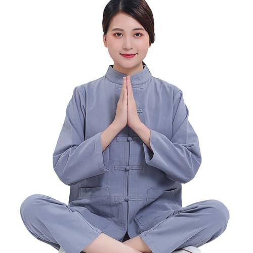 Meditation Clothing,Lay Buddhist Clothes for Women Buddhist Meditation Clothes Unisex Retro Buddhist Clothes Summer - color: Gray, size: XX-Large