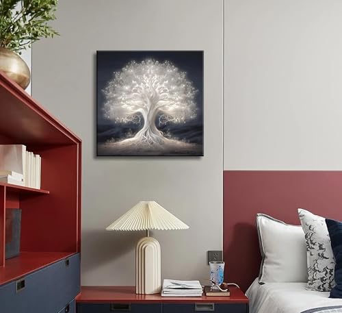 Tree of Life Canvas Wall Art Abstract Myth Tree of Life Painting Picture Wall Decor Spiritual Poster Print Artwork for Living Room Office Meditation Room Bedroom Hotel Home Decoration - size: 20L" x 20W"