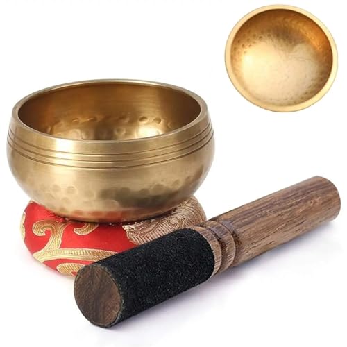 Tibetan Singing Bowl Meditation Set - Traditional Nepalese Bowl with Cushion & Mallet for Mindfulness, Relaxation, Stress Relief, Yoga & Zen - Ideal Spiritual Gift (20 cm Diameter) - size: Calibre 8.5cm