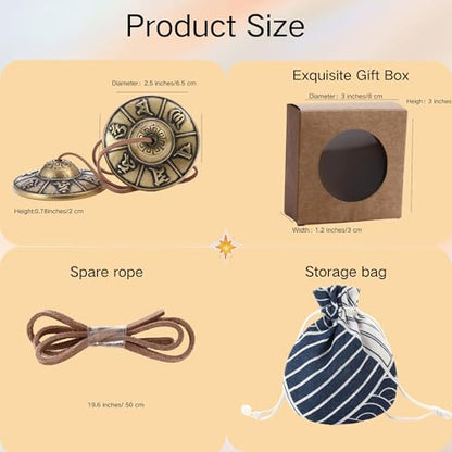 Tibetan Tingsha Cymbals Meditation Chime Bells 2.5" Om Mani Padme Hum Brass Bell with Gift Box Drawstring Cloth Bag for Sound Healing, Yoga, Stress Relief Meditation Instruments - color: Om Mane Padme Hum Symbols Embossed
